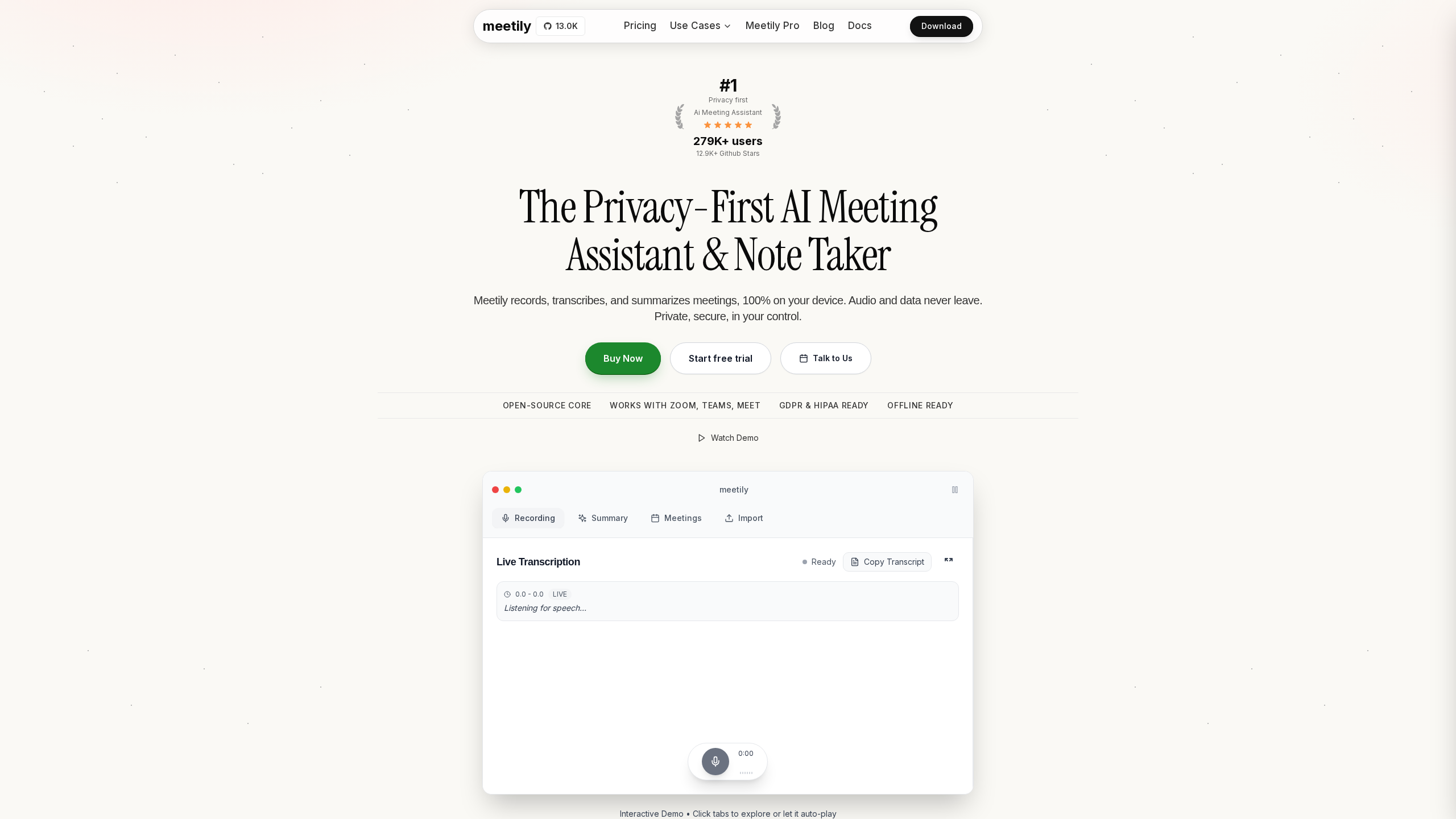 Meetily banner