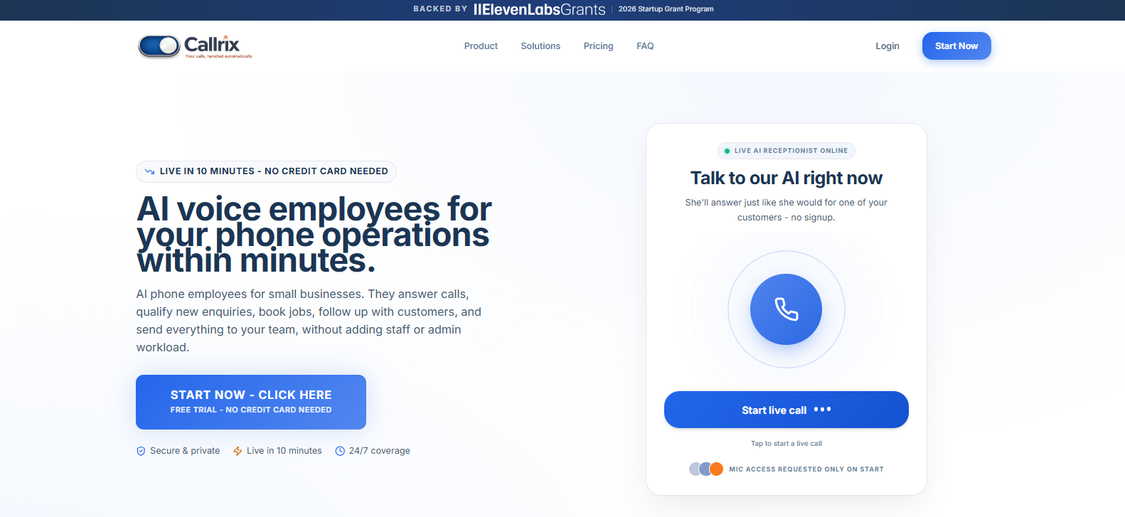 Callrix AI banner