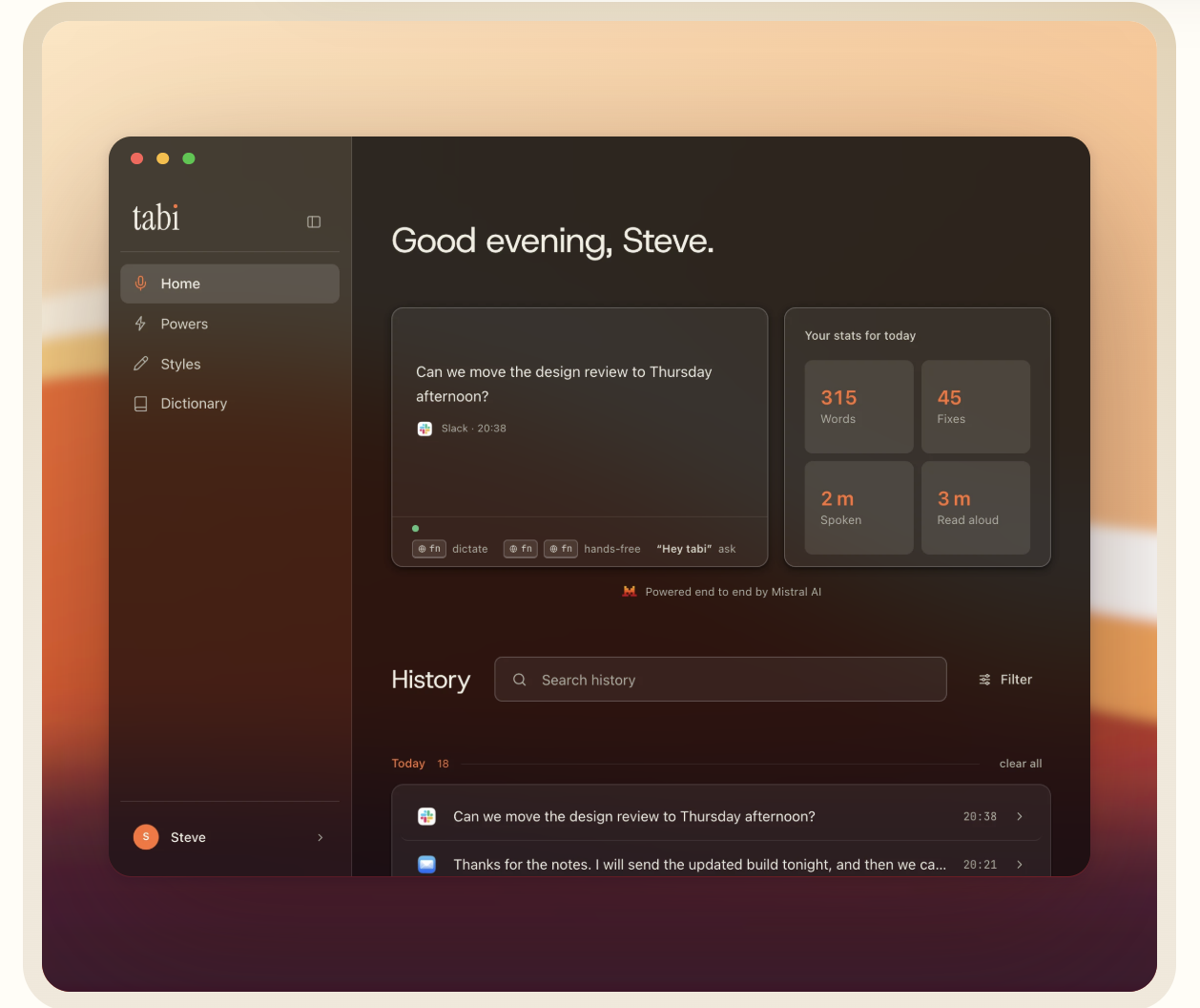 tabi - The voice app for your Mac banner